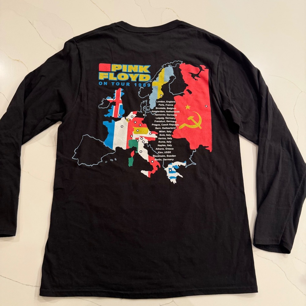 Pink Floyd 1989 European Tour Long Sleeve Graphic T-Shirt Black Small Medium